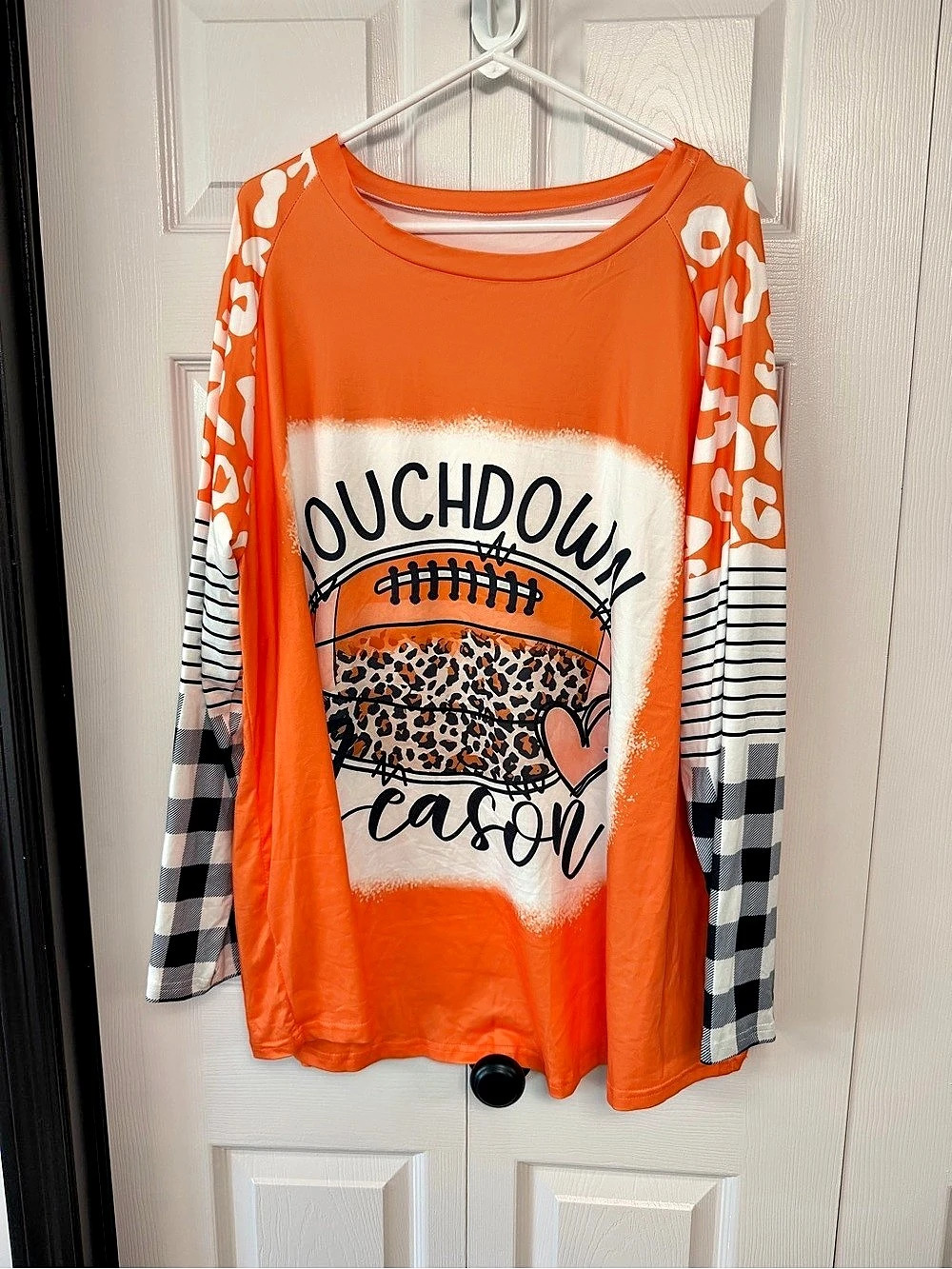 Women’s “Touchdown Season” Long Sleeve Tee In Orange, Black & White